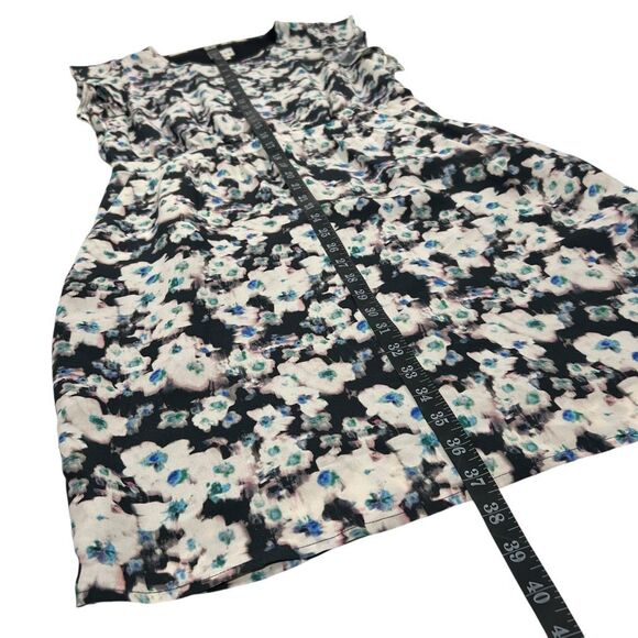 Reiss Sz 8 Medium Dress in Multicolor w Black White and Blue Floral Print Knee-l - Picture 11 of 14